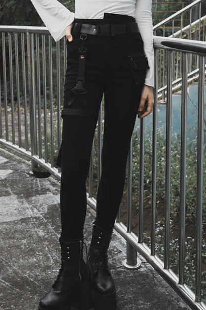 Womens Skinny Denim Jeans with Detachable Loops
