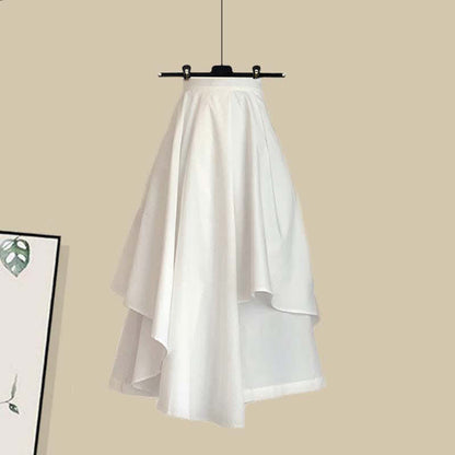 Skirt Bowknot Irregular Bow Crop Round T-Shirt Collar
