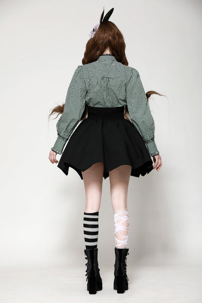 Black Batwing Hem High Waist Gothic Lolita Short Skirt