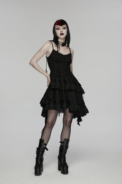Embroidered Floral Asymmetric Gothic Jsk Dress