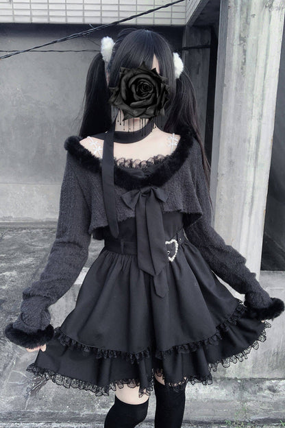 Stardust Oath Printed Ruffled Lace Dress Set Two Colors