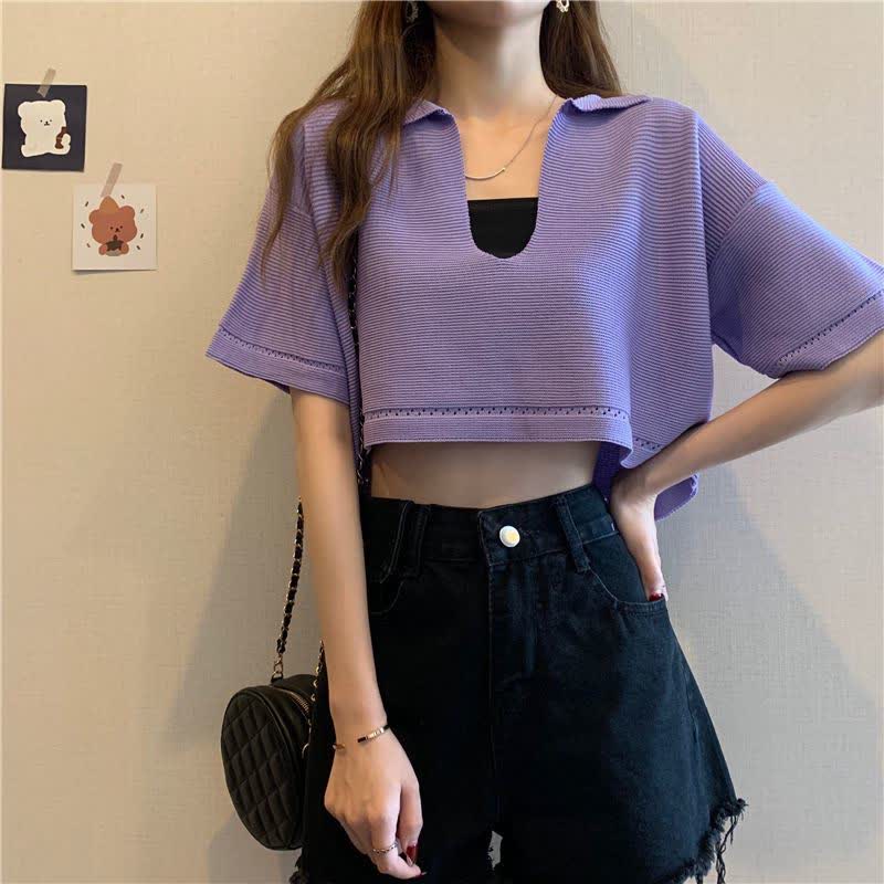 Split Slip T-Shirt Dress Ruffled V-neck