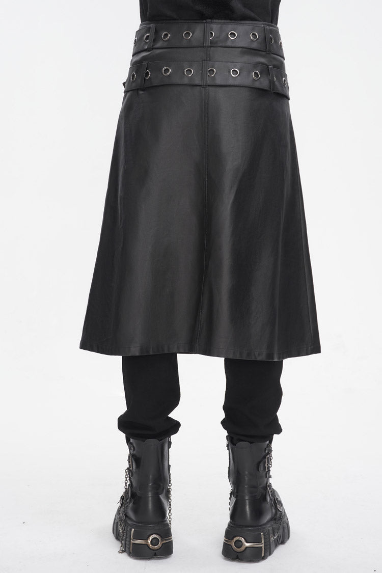 Gothic Skirt with Double Belt and Side Slit