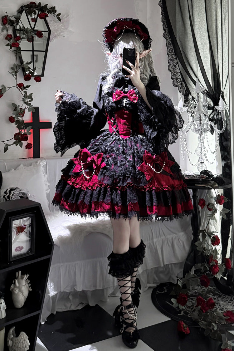 Rose Princess Ballet Lolita JSK with Bow and Lace - Noir