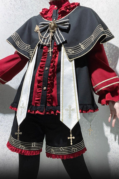 Church Choir Ouji Prince Lolita Set, Gothic Elegance - Noir
