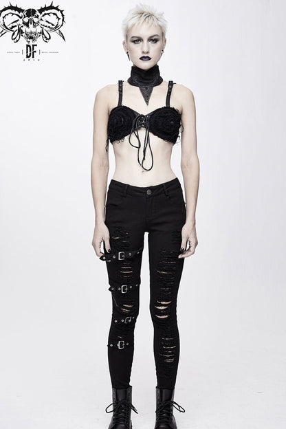 Punk Corset with Lace-Up and Broken Hole Details