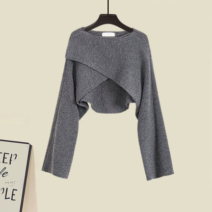 Slip Set Split Chic Sweater Ruffled Dress Cross