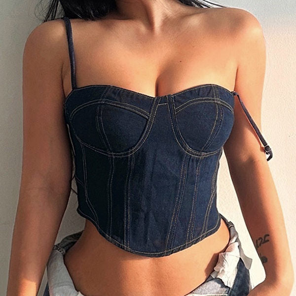 Corset en jean chic des années 2000