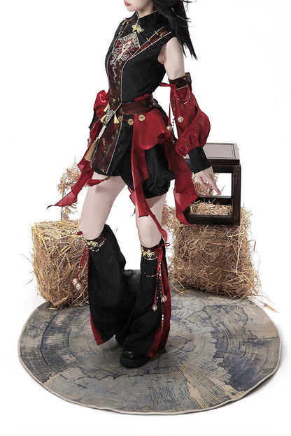 Demon Hunter Chinese Ouji Hanfu Set with Stand Collar - Noir