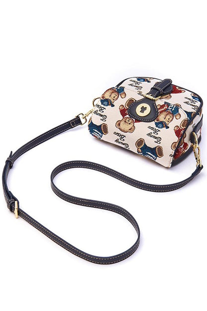Cartoon Bear Print Sweet Lolita Crossbody Bag in Three Shades