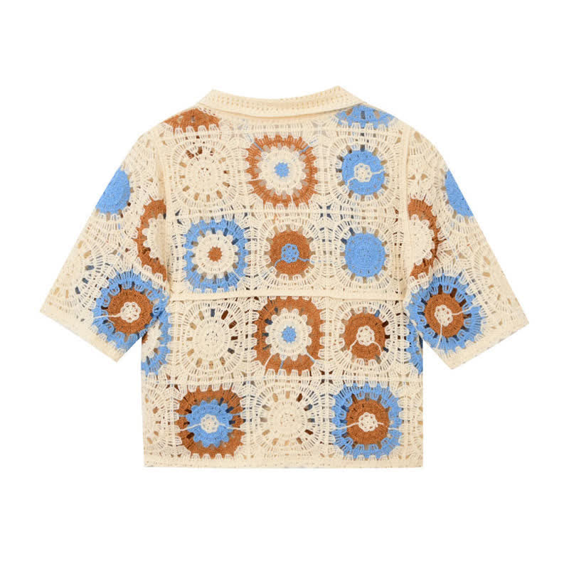 Hollow Set Denim Fringed Pants Split Floral T-Shirt