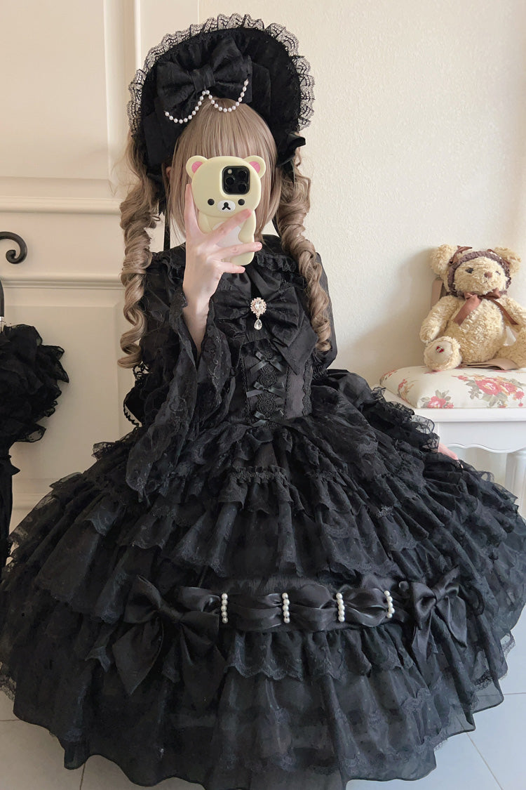 Black Dream Prologue Doll Multi-Layered Bow Gothic Dress