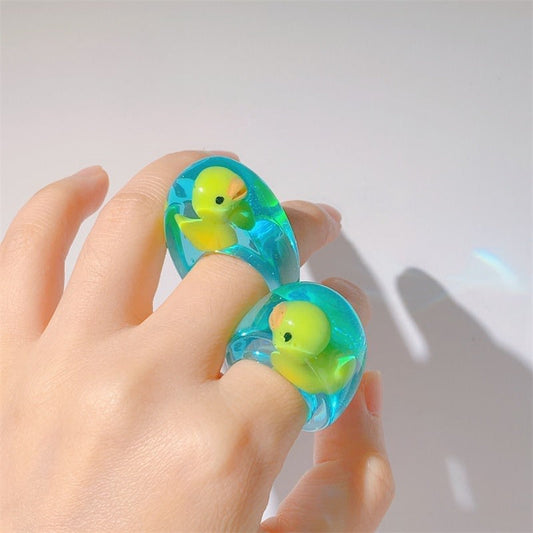 Bague transparente en forme de canard mignon