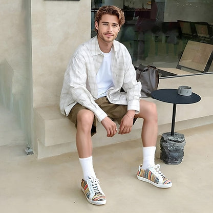 Men's Multicolor Woven Sneakers – Trendy Nylon Knit