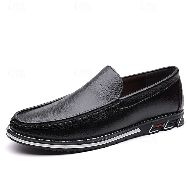 Men's  Blue Faux Leather Slip-On Loafers with Durable Sole