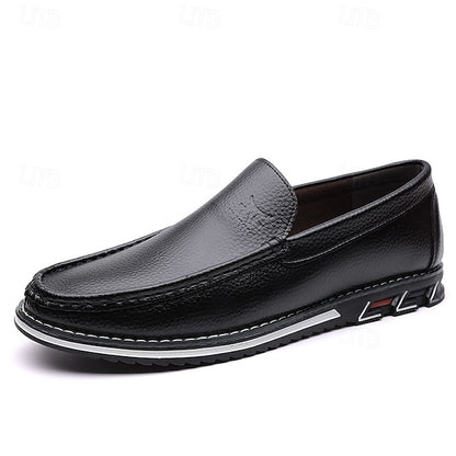 Men's  Blue Faux Leather Slip-On Loafers with Durable Sole