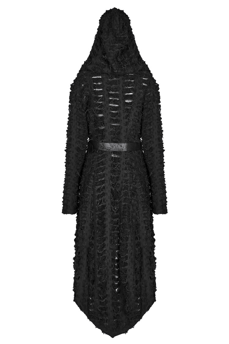 Hooded Asymmetric Black Long Coat Punk Women's Outerwear