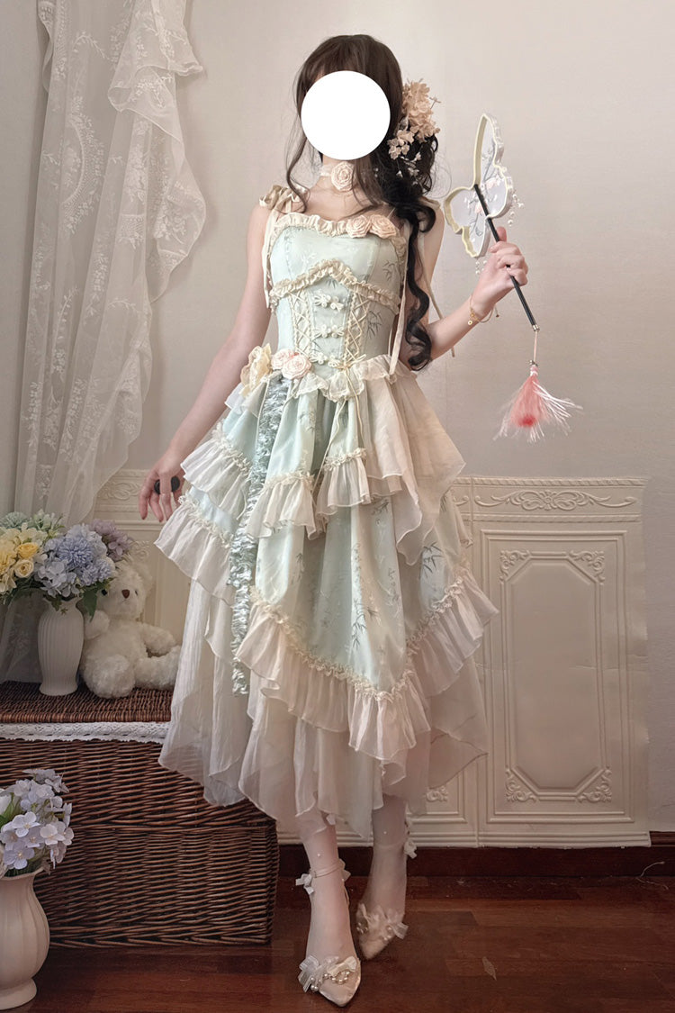 Emerald Chinese Ballet Lolita JSK Long Set - Tea Bamboo Song
