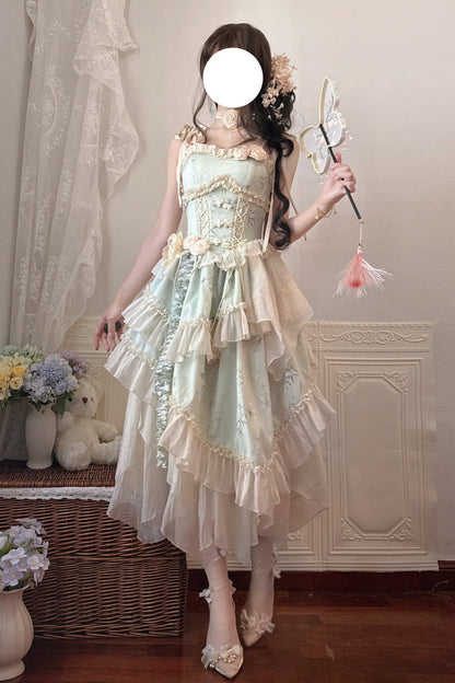 Emerald Chinese Ballet Lolita JSK Long Set - Tea Bamboo Song