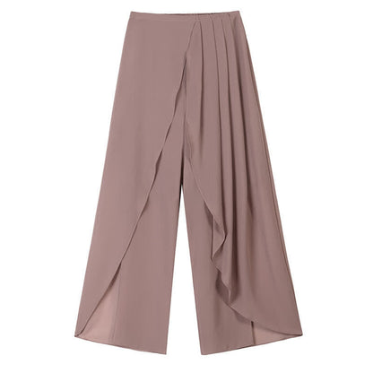 Pleated Split T-Shirt Pants Printed Set Chiffon
