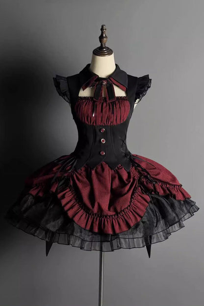 Potions Triple-Layered Ruffle Gothic Lolita Dress - Noir