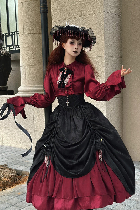 Moonlit Return Boned Gothic Elegant Lolita Skirt - Noir