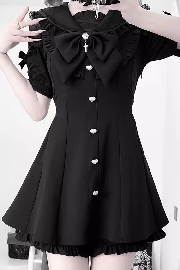 Ruffled Bow Jirai Kei Dress and Shorts Set - Plus Size