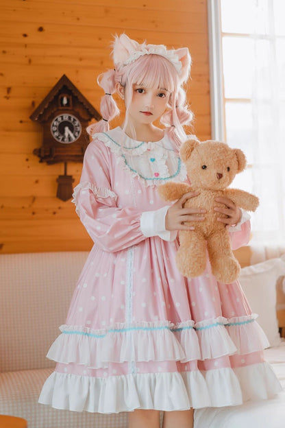 Toffee Bobo Long Sleeve Print Ruffle Dress - Sweet Lolita