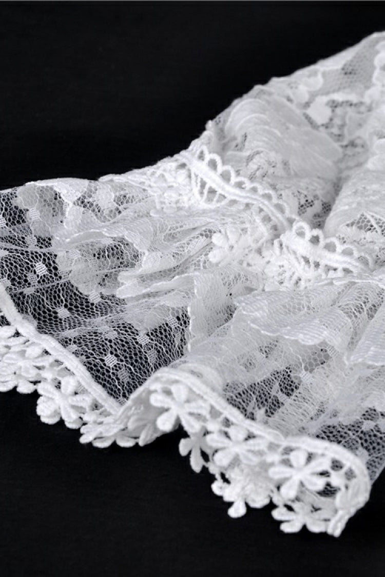 Ivory Off-Shoulder Lace Short Sleeve Steampunk Wedding Dress