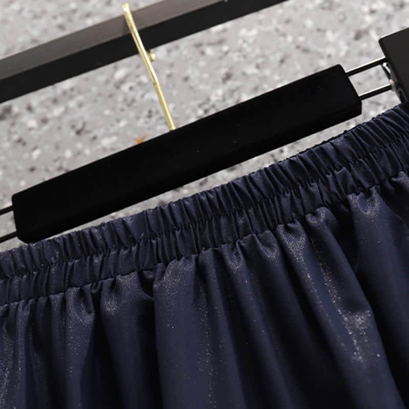 Elegant Shirt Deer Embroidery Buckle Skirt