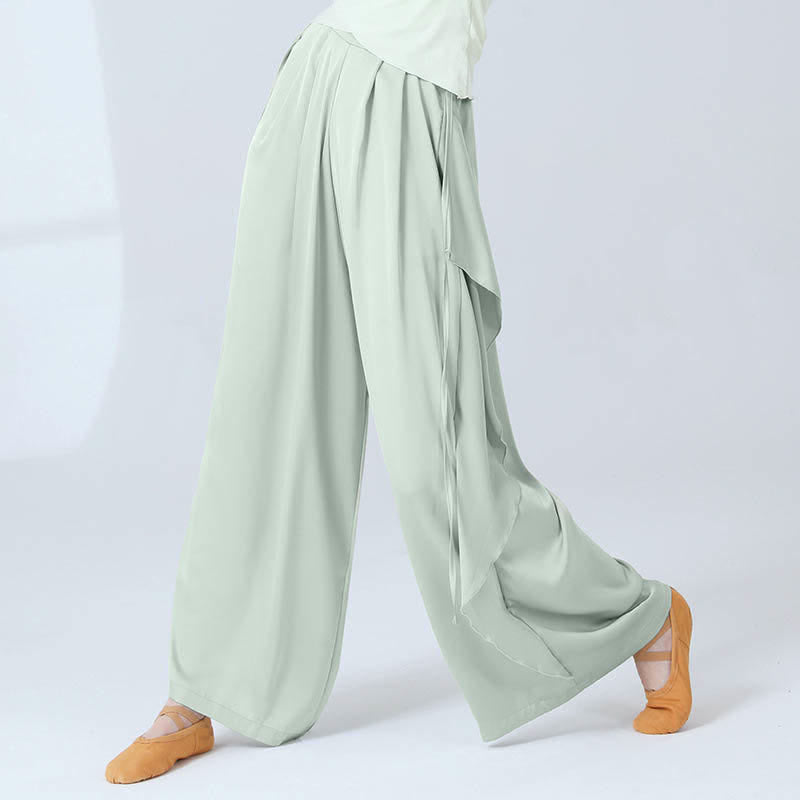 Flowy Silk Lace Up Wide Leg Pants