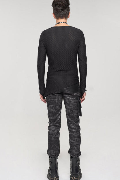 Mens Long Trousers with Detachable Pockets and Rivet Details