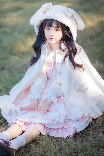Plush Bunny Ears Princess Cloak Coat