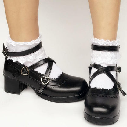 SP167935 Made Bow Black Detachable Lolita Shoes Custom