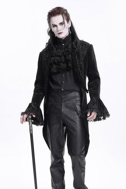Men's Gothic Jacket with Swallow-tailed Hem and Lace