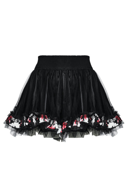 Floral Ruffle Gothic Dress Paired with Skirt