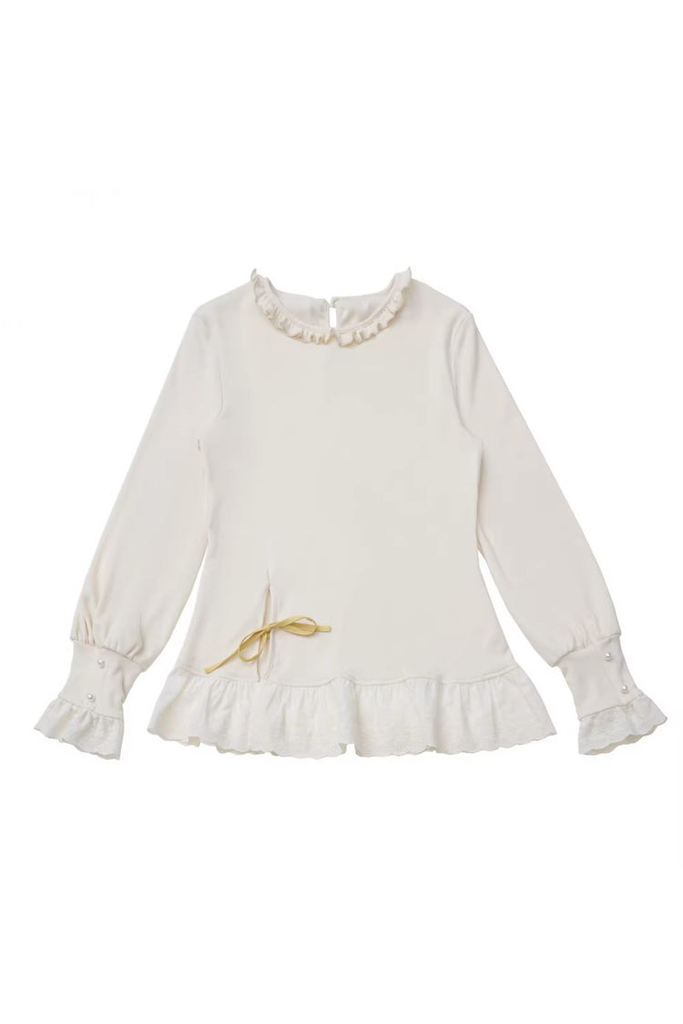 Orange Diary Layered Print Embroidered Bow Lace Asymmetric Sweet Lolita Jumper in Yellow