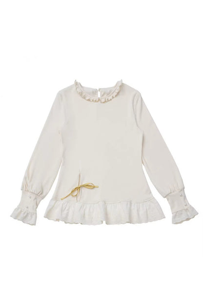 Orange Diary Layered Print Embroidered Bow Lace Asymmetric Sweet Lolita Jumper in Yellow