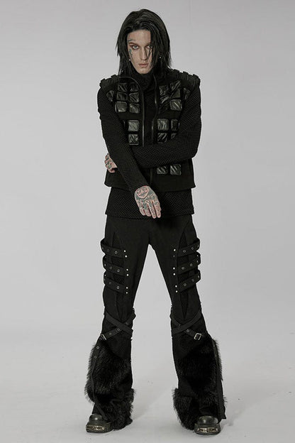Geometric Patterned Padded Shoulder Webbing Buckle Vest