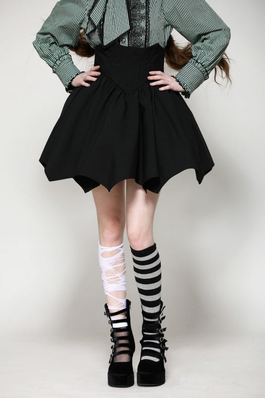 Black Batwing Hem High Waist Gothic Lolita Short Skirt
