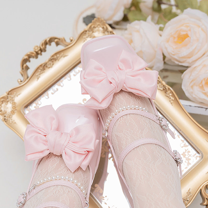 Chaussures Mary Jane Lolita à talons hauts avec nœud papillon Kawaii