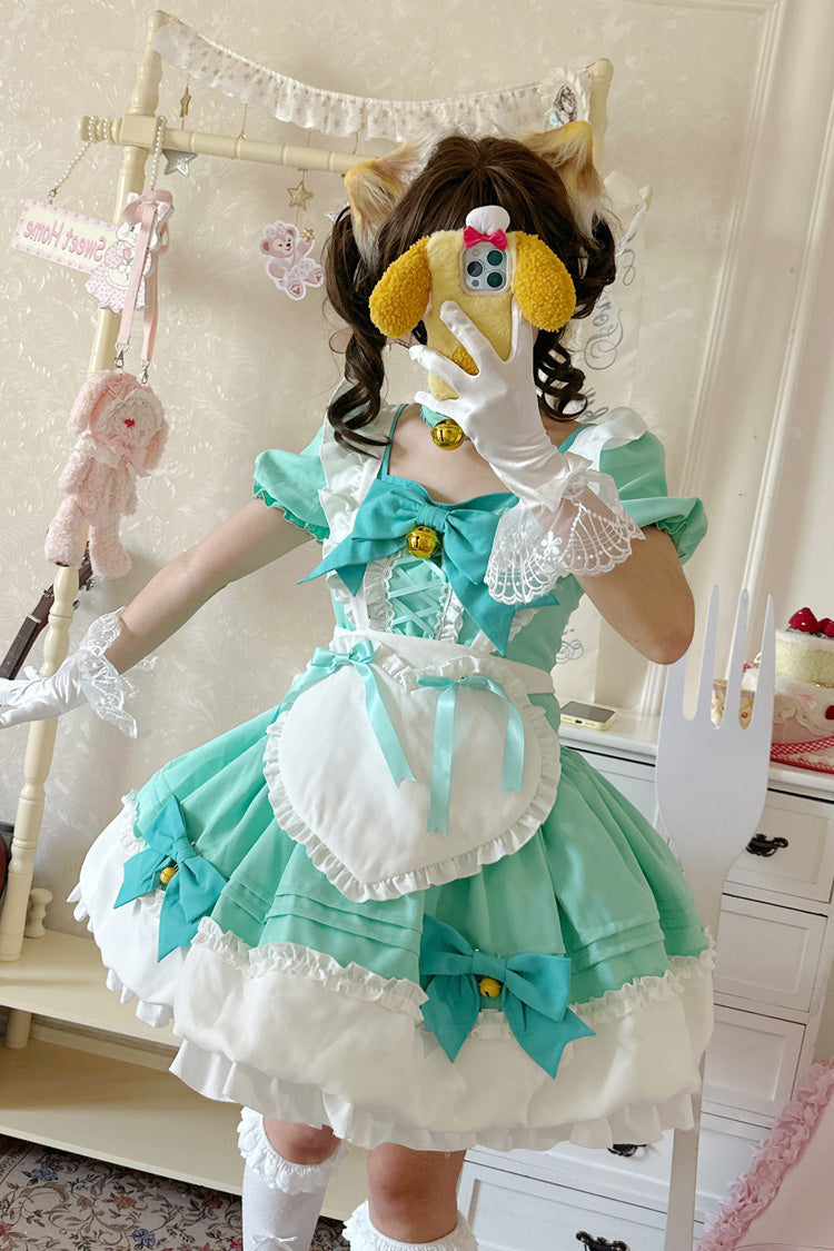 Sweet Lolita Skirt Set with Ruffle Bowknot and Bell Meow Design