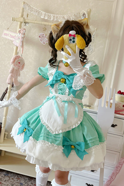 Sweet Lolita Skirt Set with Ruffle Bowknot and Bell Meow Design