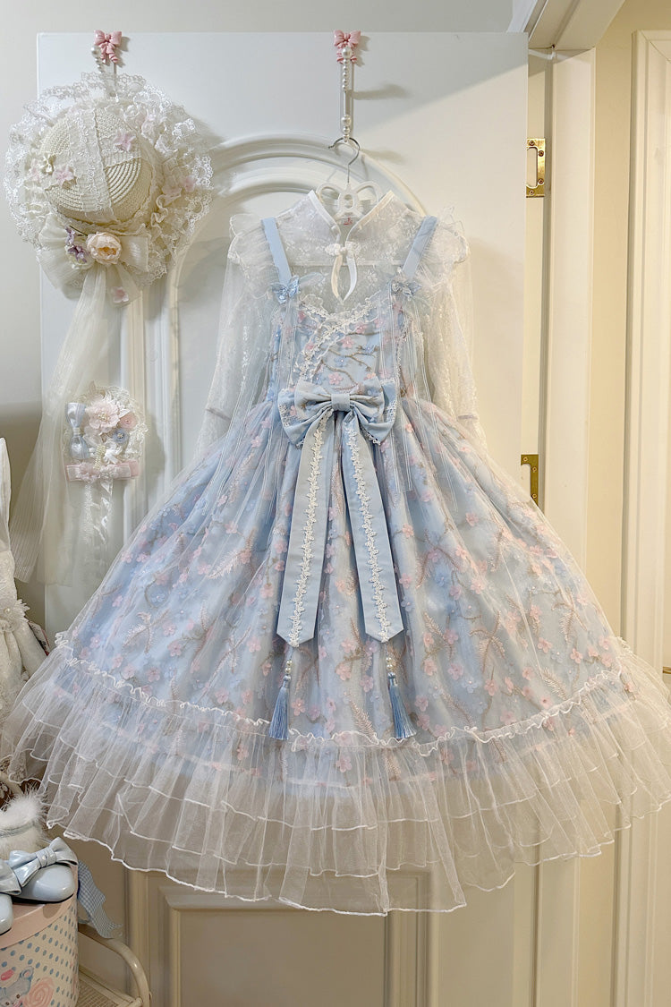 Sweet Sleeveless Ruffle Embroidery Bow Lace Chinese Style JSK Dress