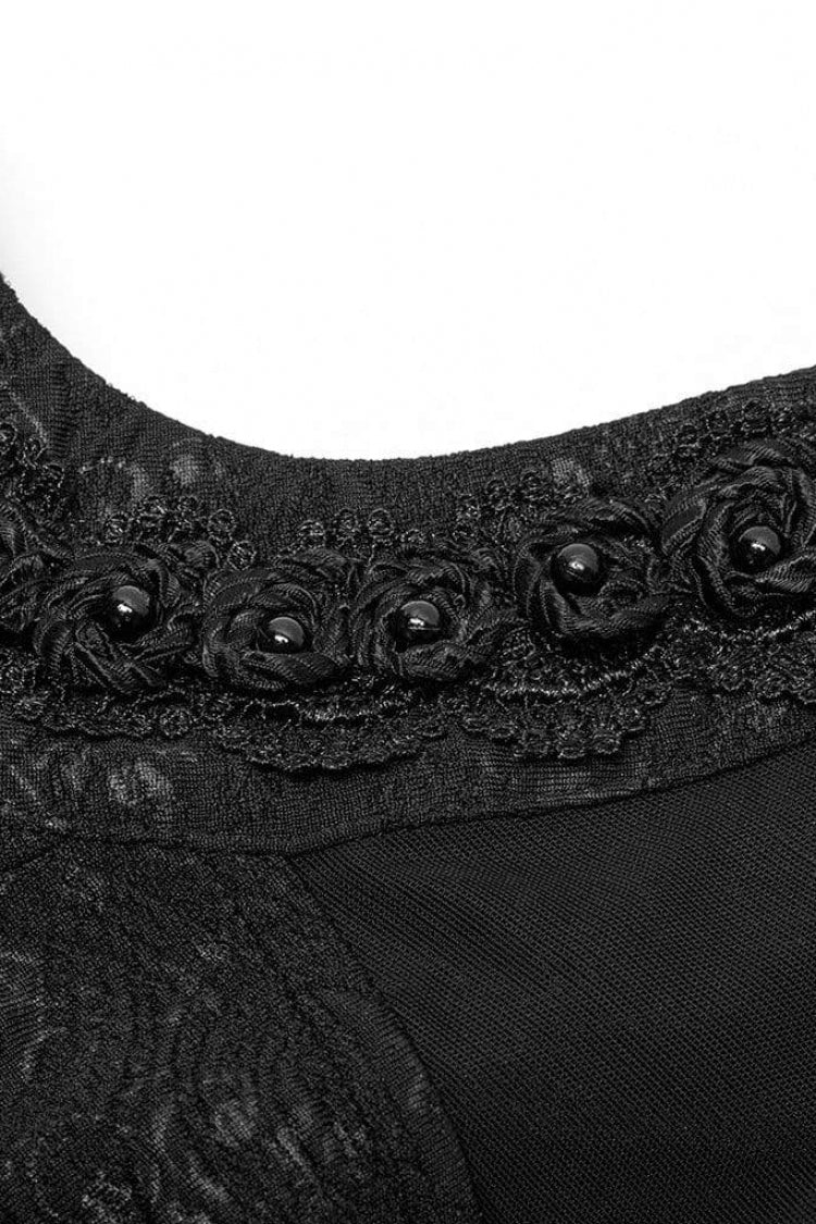 Women's Gothic Blouse with Lace-Up and Cutout Details