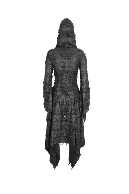 Irregular Hooded Goth Dress with Flared Sleeves
