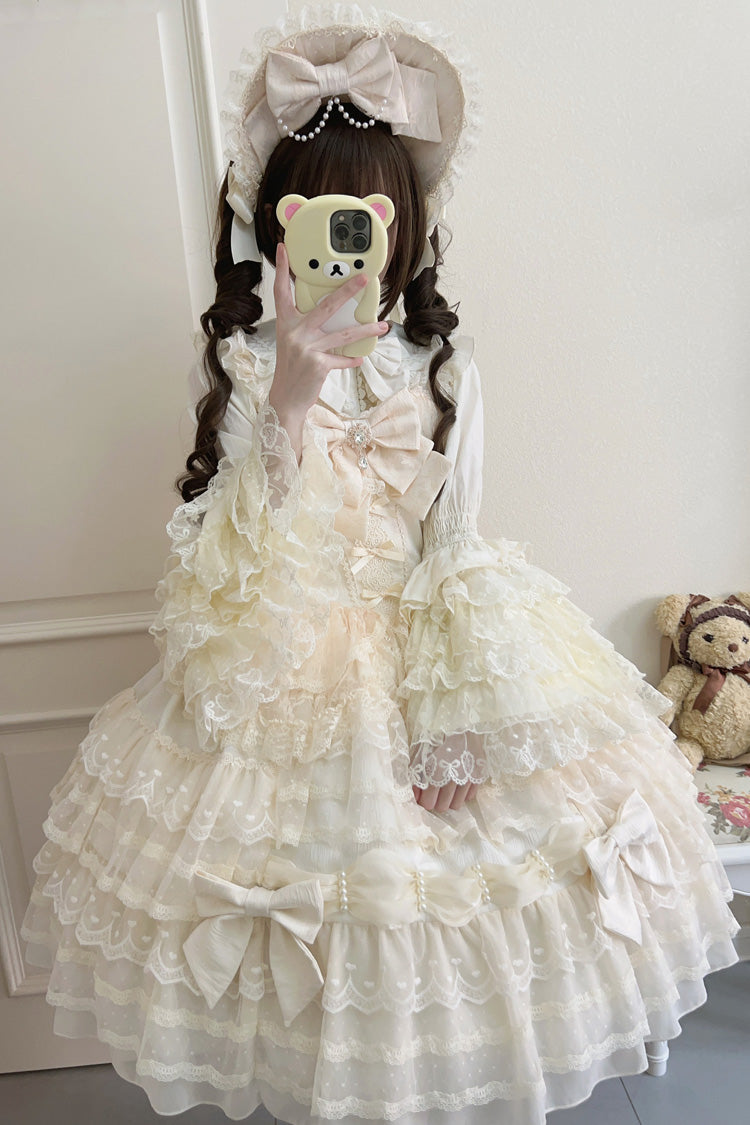 Beige Dream Prologue Doll Multi-Layered Bow Lace Dress