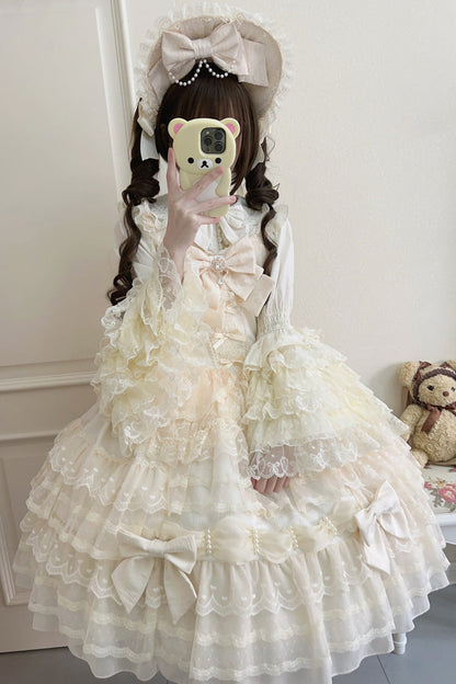 Beige Dream Prologue Doll Multi-Layered Bow Lace Dress