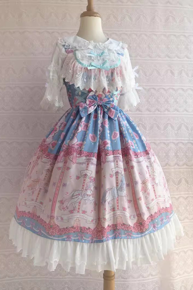 Rose Trojan Print Ruffle Bowknot Jsk Dress - Sweet Lolita