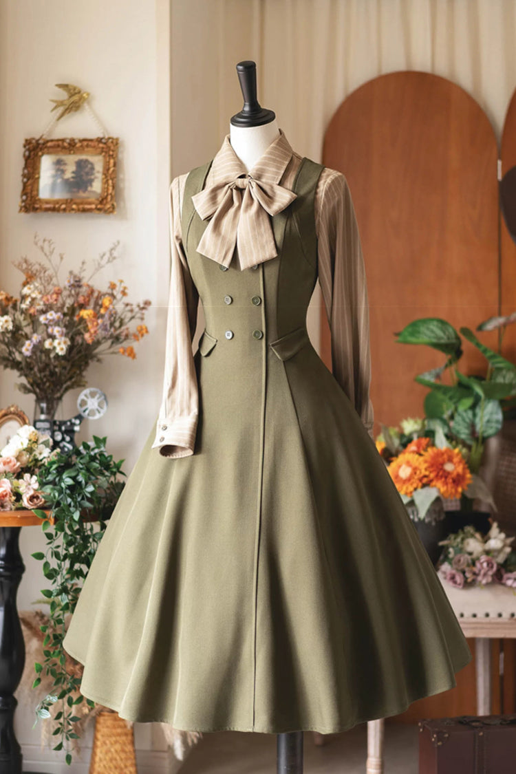 Emerald Misty Shirt Forest Square Collar Sleeveless Ruffled British Vintage Elegant Lolita JSK